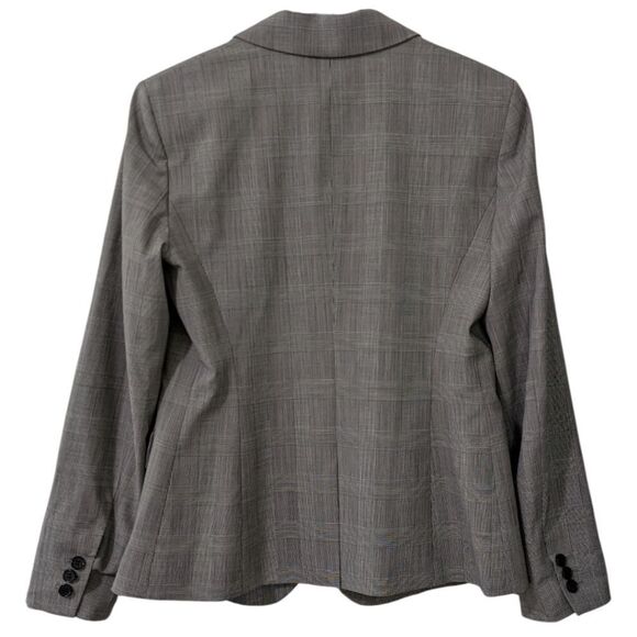Theory Carissa Women's 8 Slim Tartan Plaid Wool Gray Two Button Blazer - Picture 7 of 15